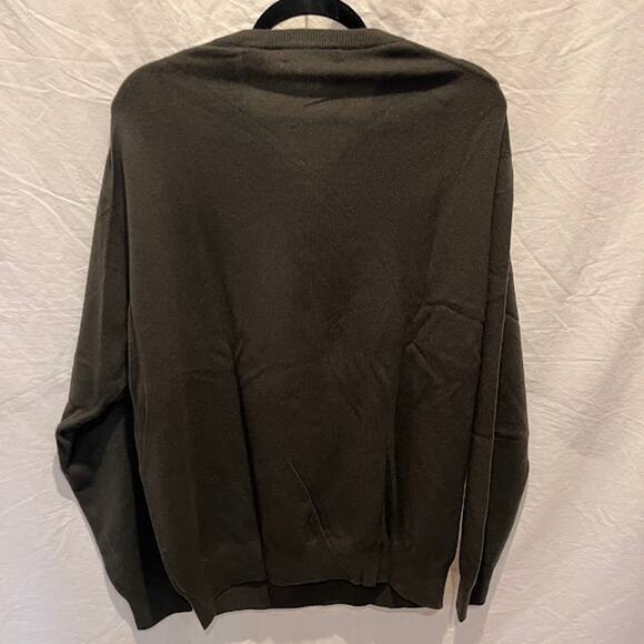 NWT Richard Waithe Sweater Jumper Cashmere Mens V Neck Olive Sz L - Picture 2 of 5